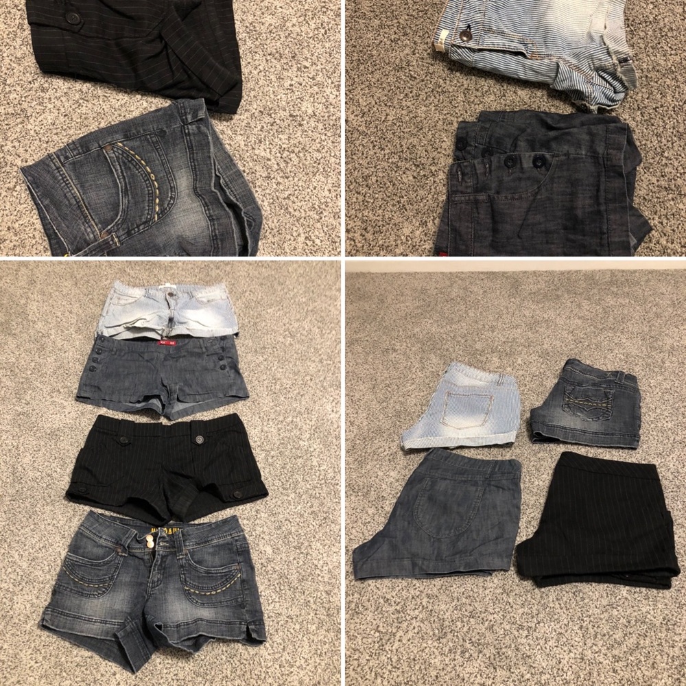 Set of 4: Shorts / Denim Style & black linen